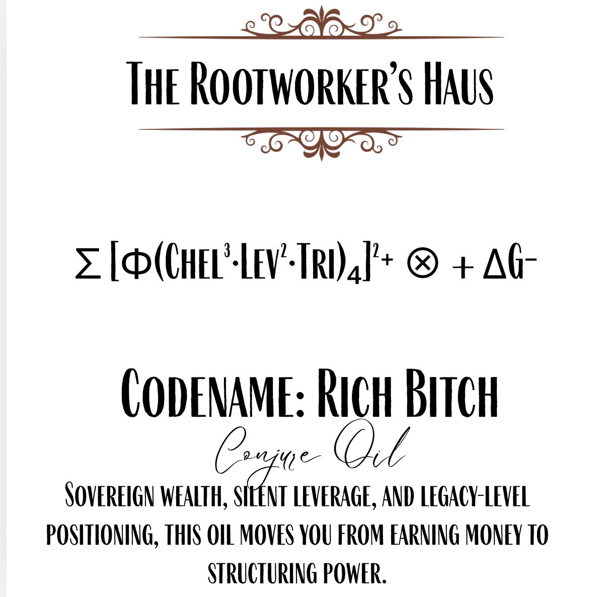 ∑[Φ(Chel³·Lev²·Tri)₄]²⁺ ⊗ + ΔG⁻
codename: Rich Bitch